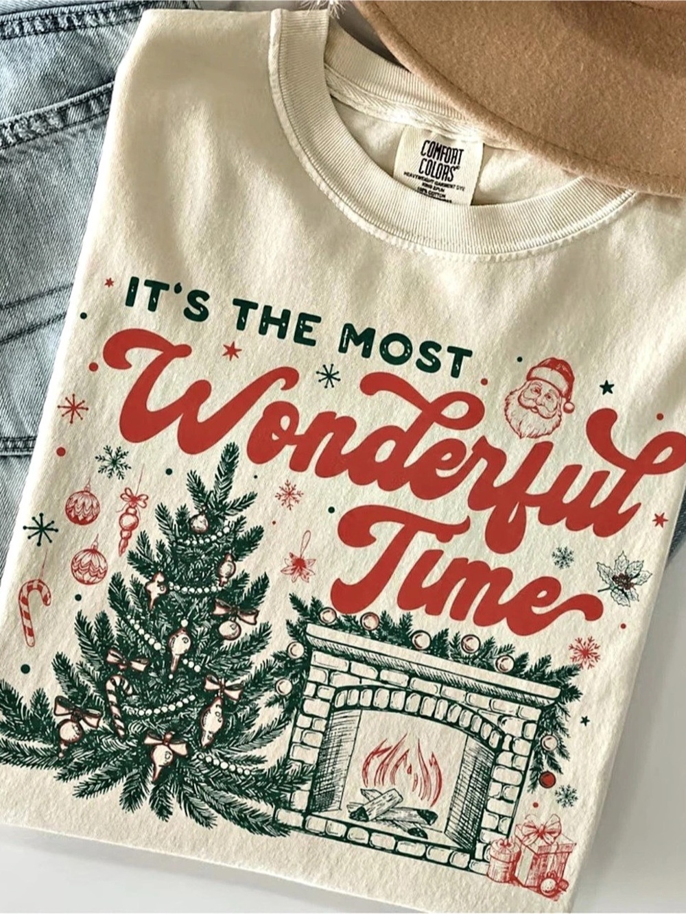 Comfort Colors Ivory Christmas Graphic Short Sleeve Tee